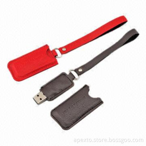 Leather USB Flash Drives with Emboss or Silkscreen Printing Logo and Capacity from 512MB to 32GB